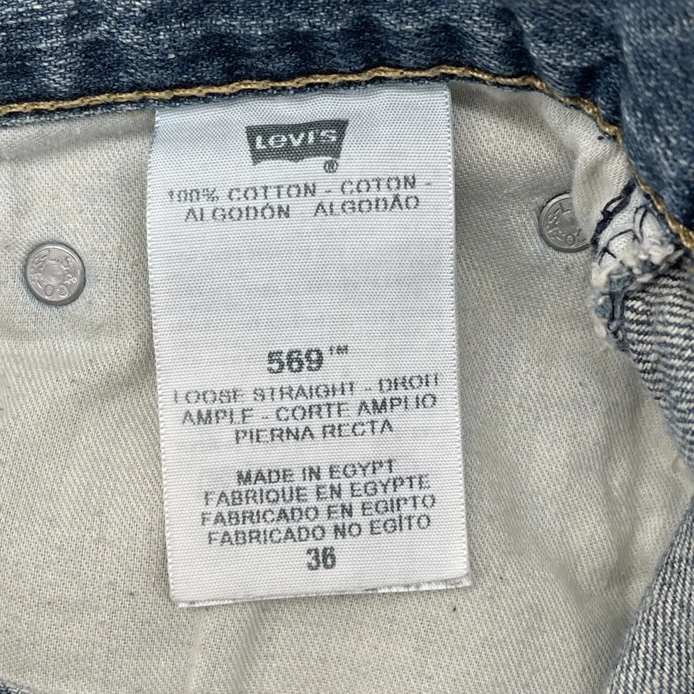 Levis 569 Shorts Mens 36 Blue Denim Loose Straight Fit Jorts Baggy Y2K 90s